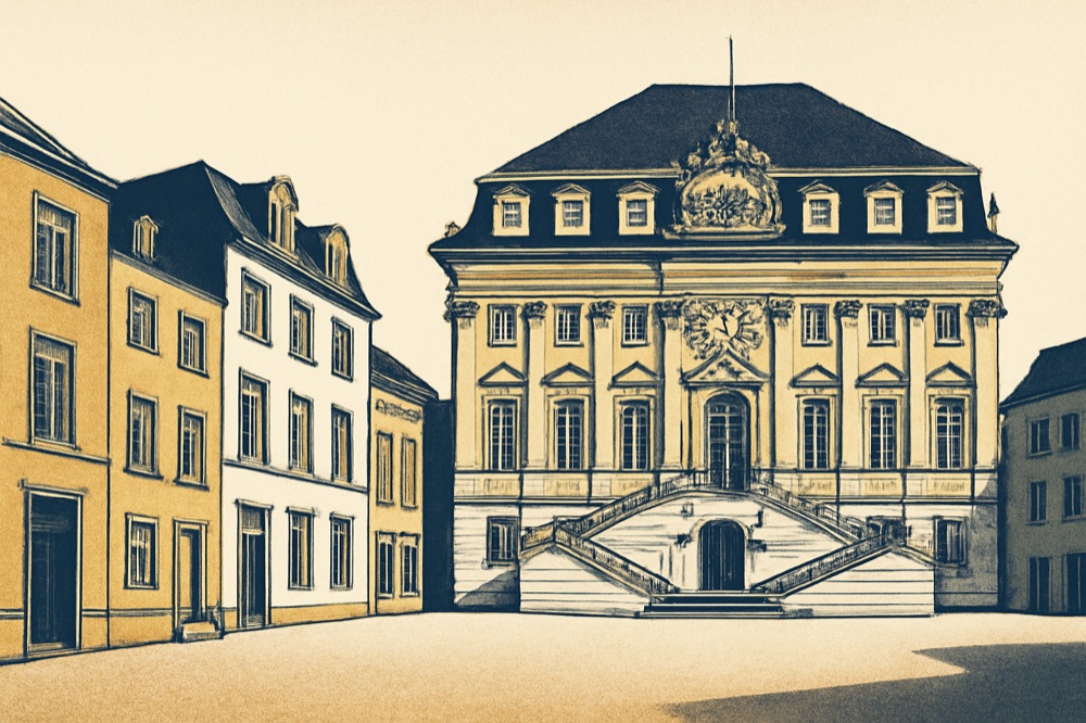 Altes Rathaus Bonn with rowhouses and mail at a doorway