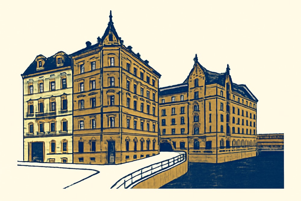 Berlin, Munich and Hamburg apartment buildings illustrating second-home tax.