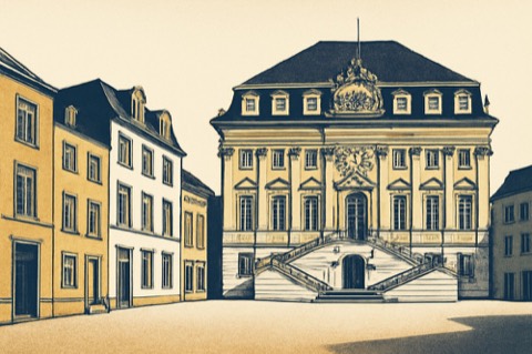 Altes Rathaus Bonn with rowhouses and mail at a doorway