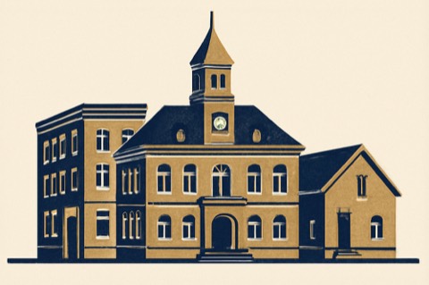 Rathaus und Wohn‑/Mischgebäude in NRW
