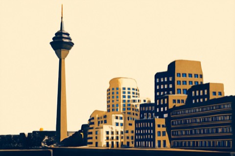 Düsseldorf — Rheinturm und Medienhafen